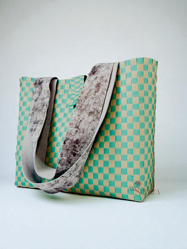 Tote Bag Verde Menta & Beige - Imagen 2