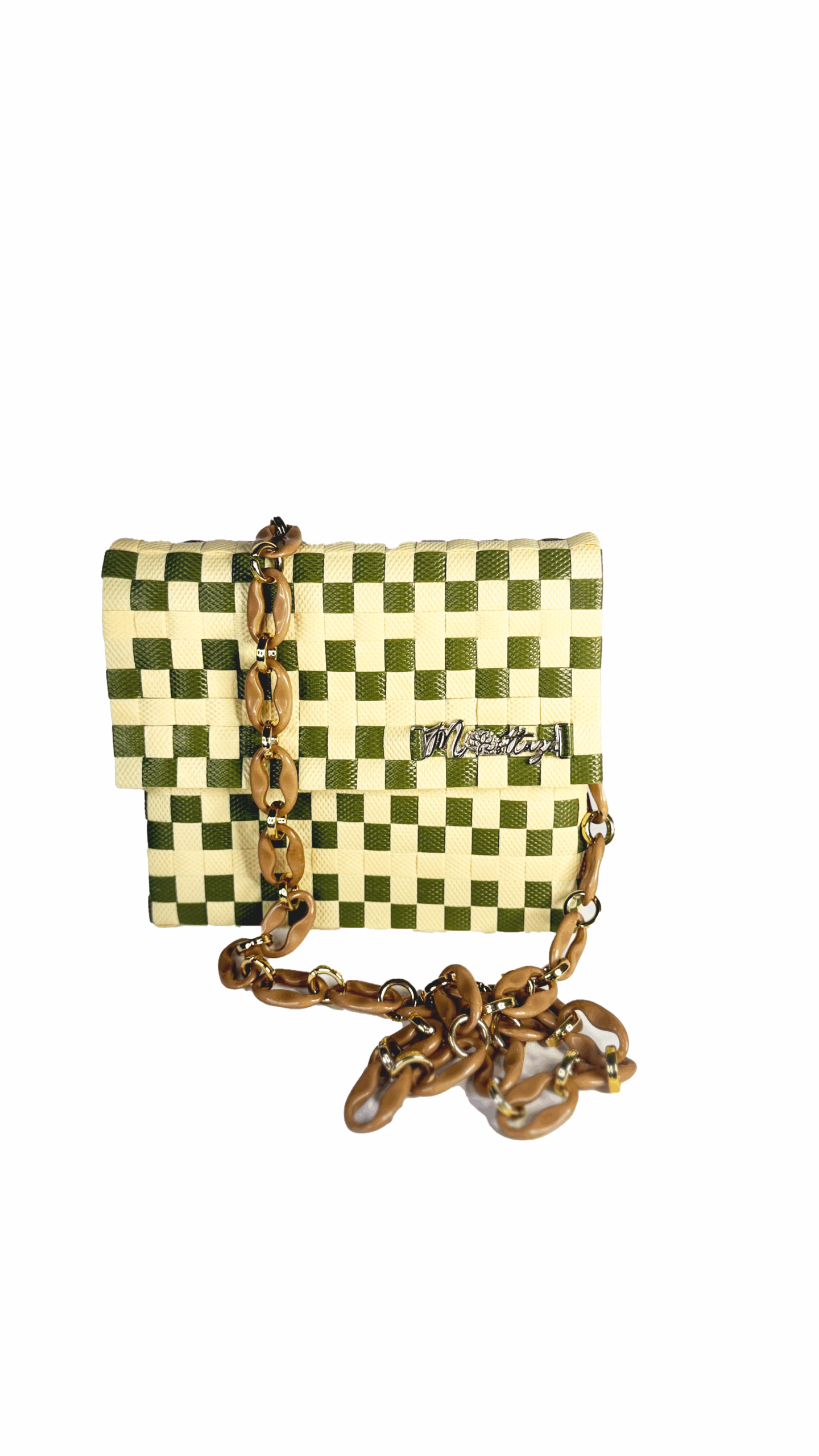 Bolso artesanal Bandolero Verde Beige - Imagen 2